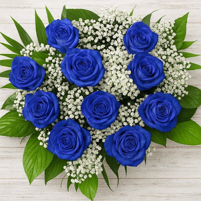 Blumenstrauß mit blauen Rosen
